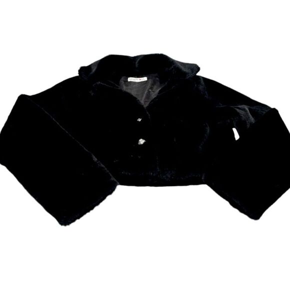 KnitWorks Black Medium (10/12) Faux Fur Coat - Picture 1 of 7
